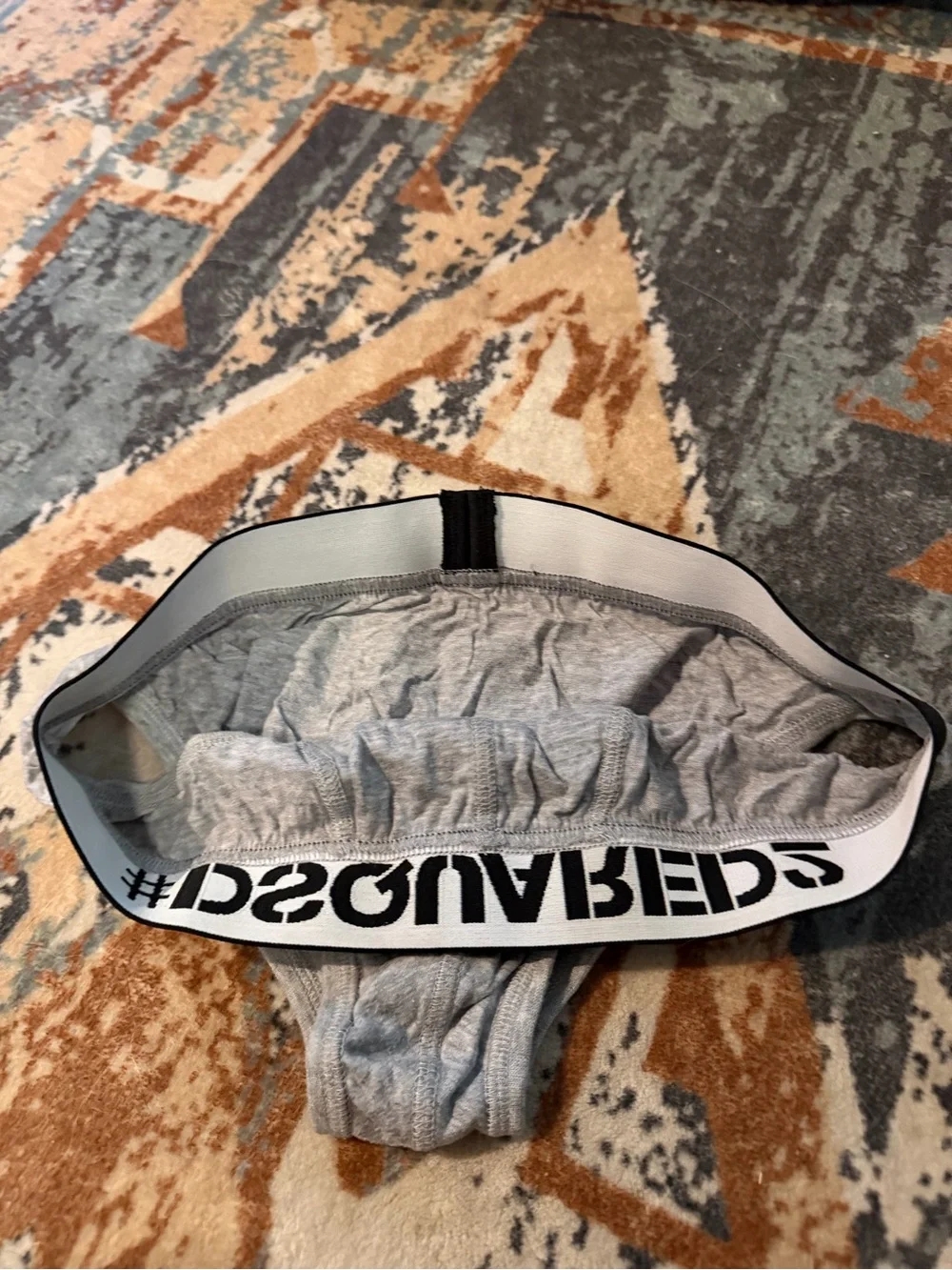 DSQUARED2 Men’s Grey Cotton Briefs with Black Logo Waistband Brazilian
